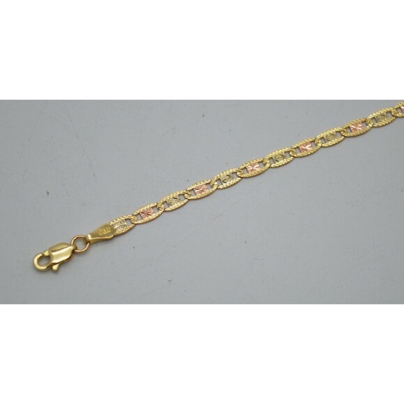 14K Tri-Color Gold Flat 2.75mm Valentino Link Chain Necklace 16" 18" 20" 22" 24" - Picture 2 of 6